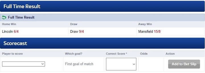Lincoln v Mansfield Skybet odds