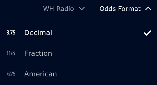wh odds format