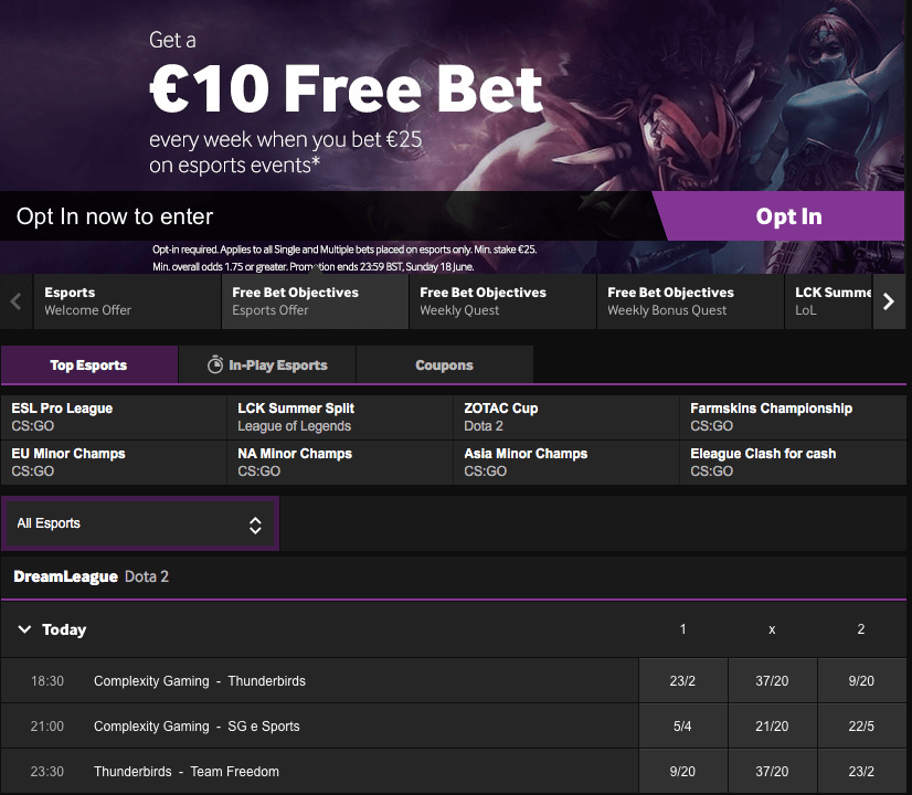 Dota 2 at Betway
