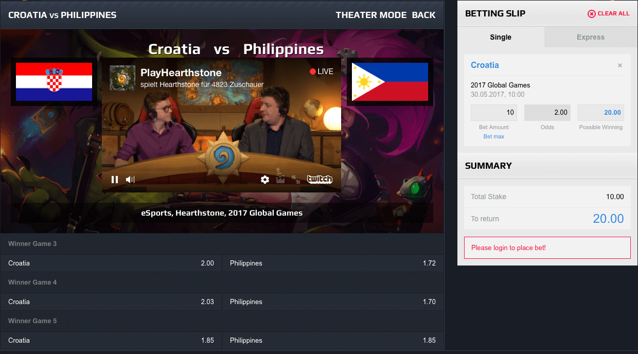 Hearthstone Stream (Twitch) at ggbet