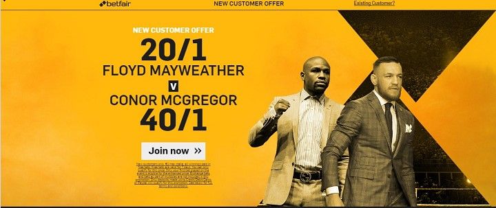 New customer offer Betfair Mayweather - McGregor