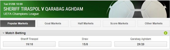 Odds Ladbrokes Sheriff v Qarabag