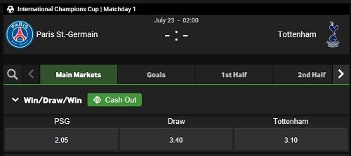 PSG vs Tottenham Betway odds