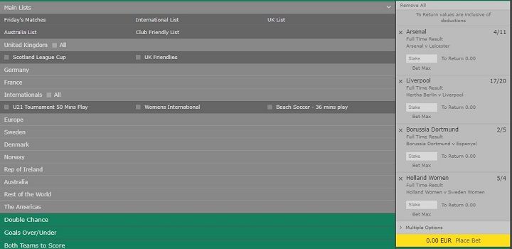 Multiple betting odds soccer