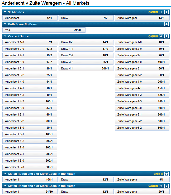 William Hill Anderlecht v Zulte-Waregem