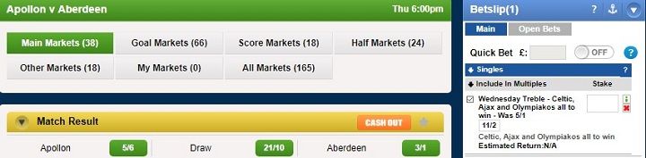 Apollon v Aberdeen Coral odds