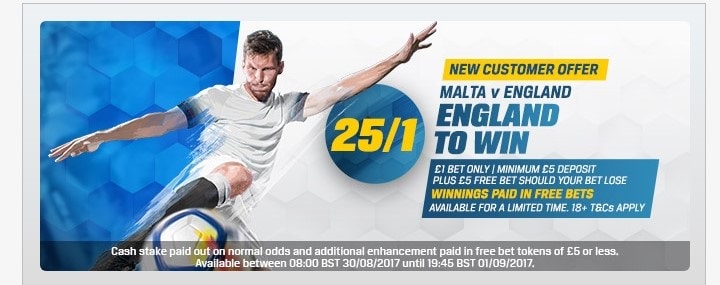 Malta v England Coral offer