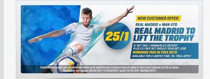 Real Madrid to lift the trophy Coral offer