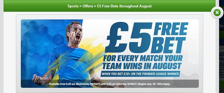 £5 Free Bet Coral offer