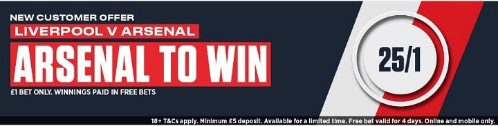 Ladbrokes New customer offer Liverpool v Arsenal