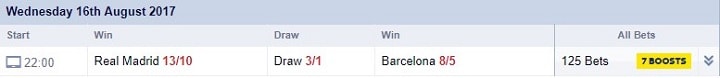 Real Madrid v FC Barcelona Skybet odds
