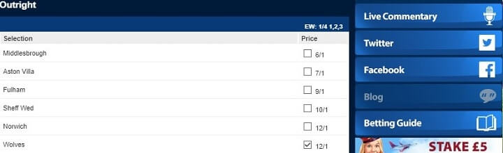Football Championship outright odds Betfred