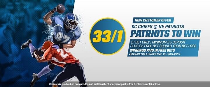 KC Chiefs v NE Patriots Coral new customer offer