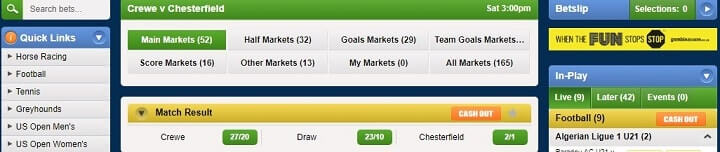 Crewe v Chesterfield Coral odds