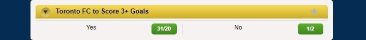 Toronto to score more than 3 Coral odds