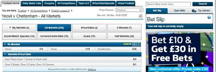 Yeovil v Cheltenham William Hill odds
