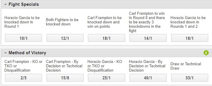 Frampton v Garcia 2 Ladbrokes odds