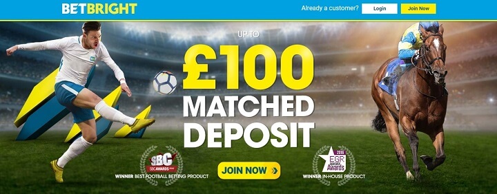 BetBright New Customer Offer (£100 Matched Deposit)