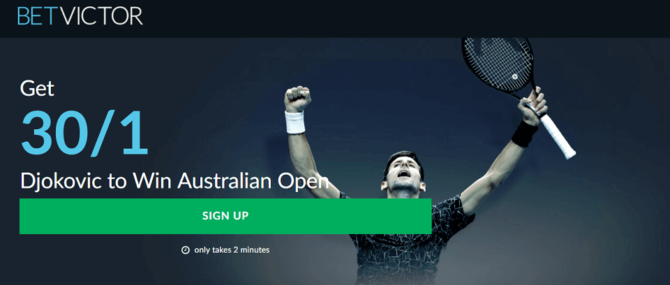 BetVictor Welcome Offer Djokovic to win the Australian Open