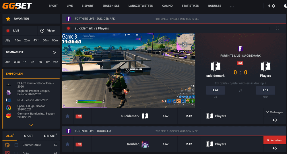 ggbet fortnite live